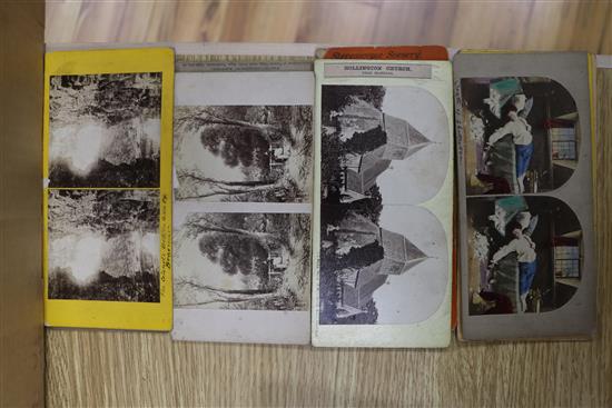 A collection of stereoscopic cards including Boer War and two viewers